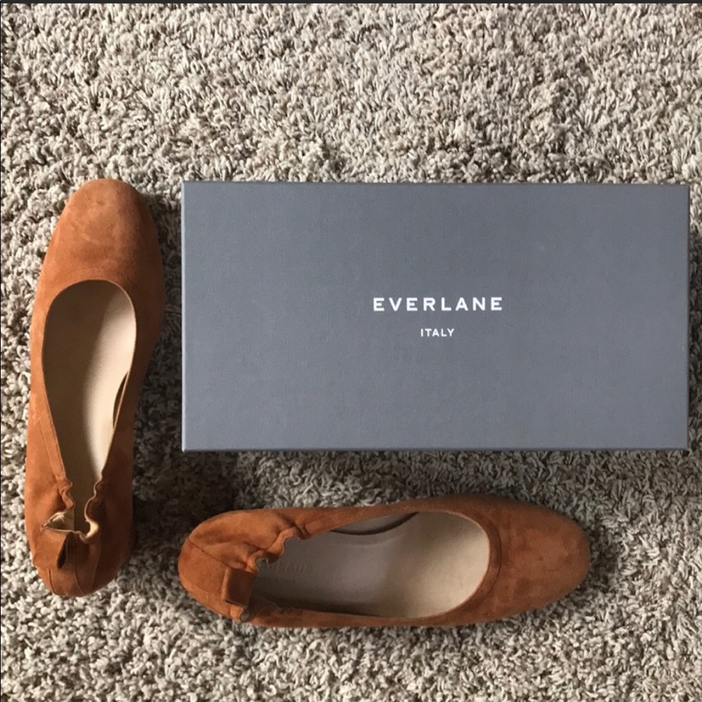 Everlane Day Heel, Cognac Suede